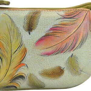 Women’s Hand-Painted Genuine Leather Medium Zip Pouch - Coin and Key Pouch - Zip